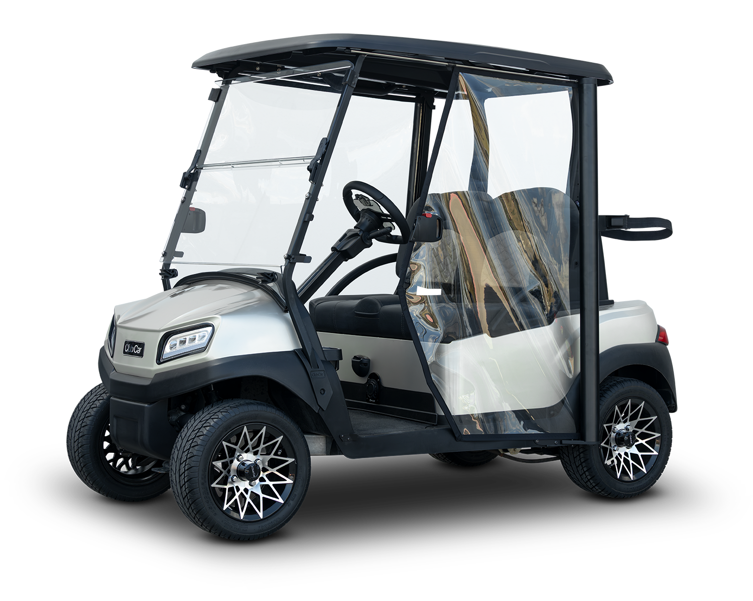 Golf cart with the TopHat enclosure installed